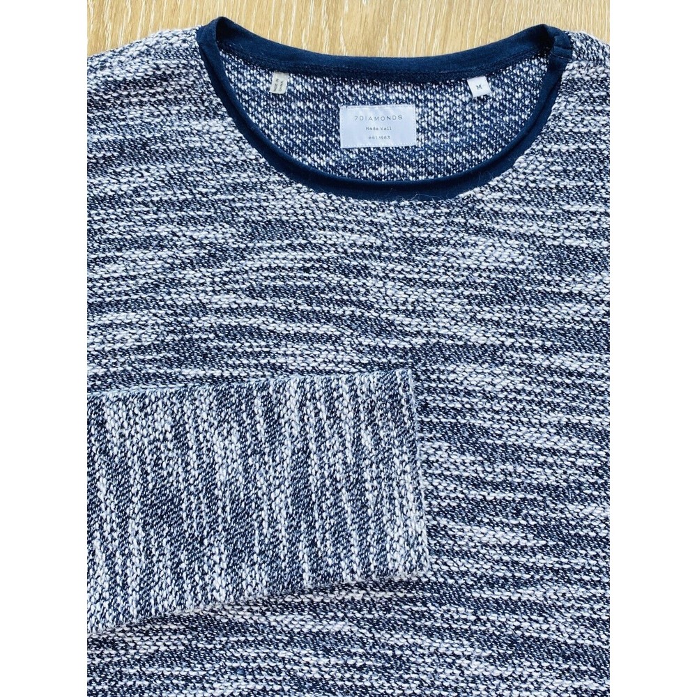 7 Diamonds Men’s Sweater Made Well Soft Knit Size Medium Blue & White Burgos Fit
